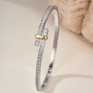 Tiffany & Co. Silver and Gold Diamond Bangle